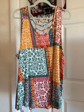 Maurices 2X Patchwork Print Sleeveless Tank